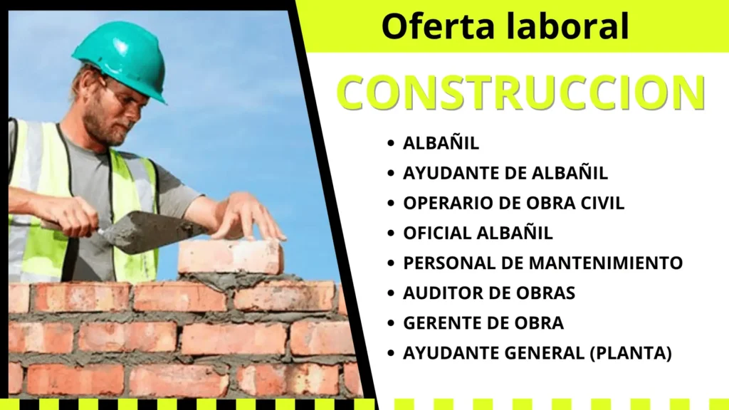 oferta laboral para el rubro de la construcción